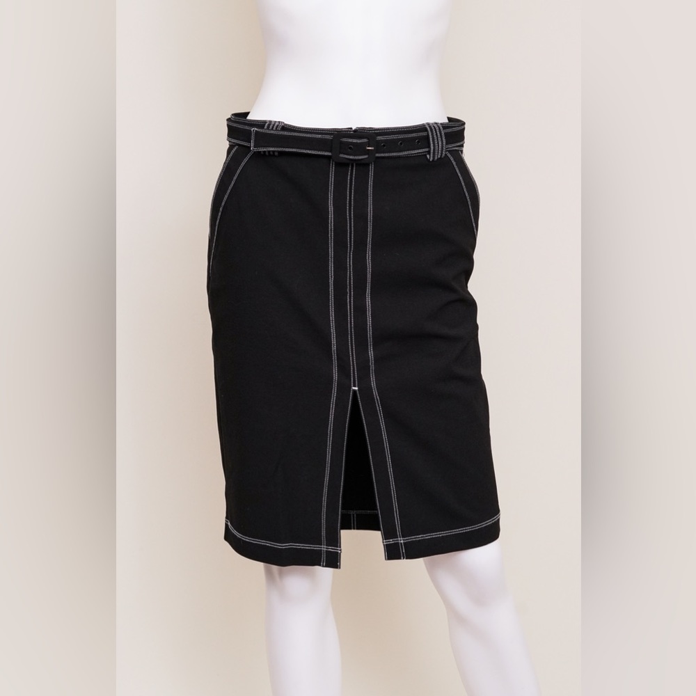 Bebe Black Pencil Skirt With White Stitch Detailing